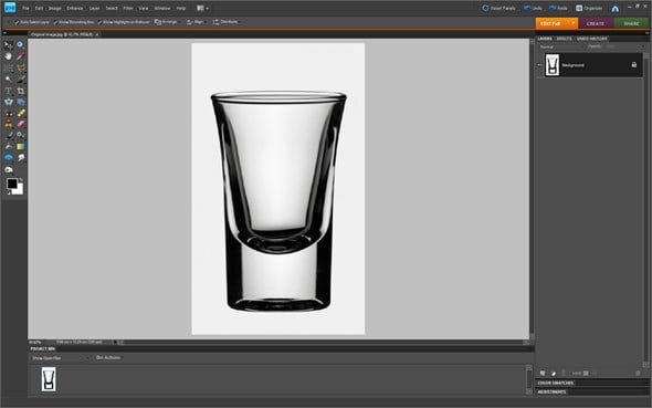 1. Open image in Photoshop. Convert to RGB colour if required (Alt+I, Alt+M, Alt+R).